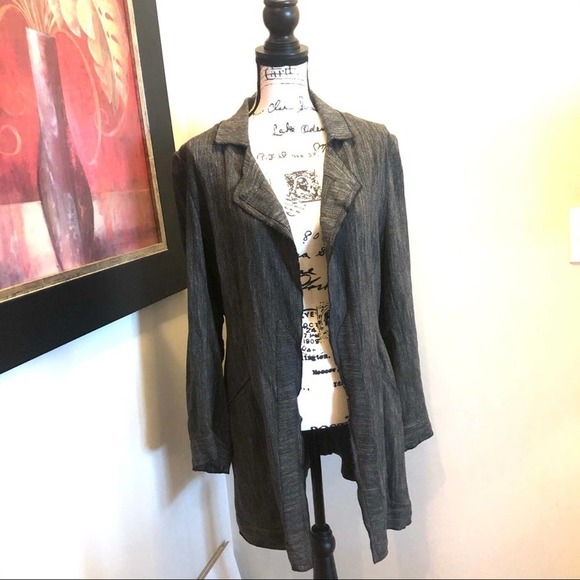 J Jill Wool Linen Cardigan Open Front Belt Black Size Small Workwear Wool Linen - Picture 1 of 11